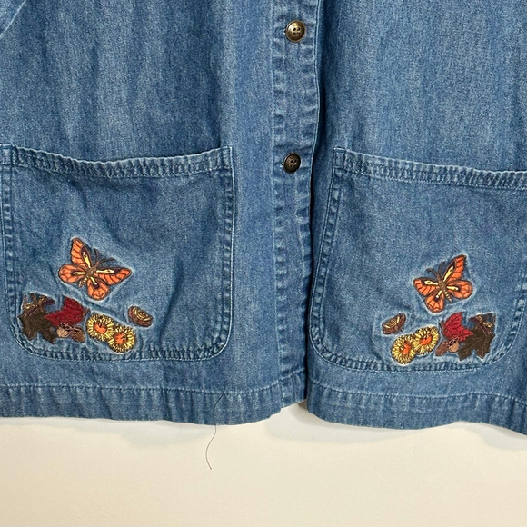 Denim chore jacket cottage butterfly embroidered - Picture 4 of 4